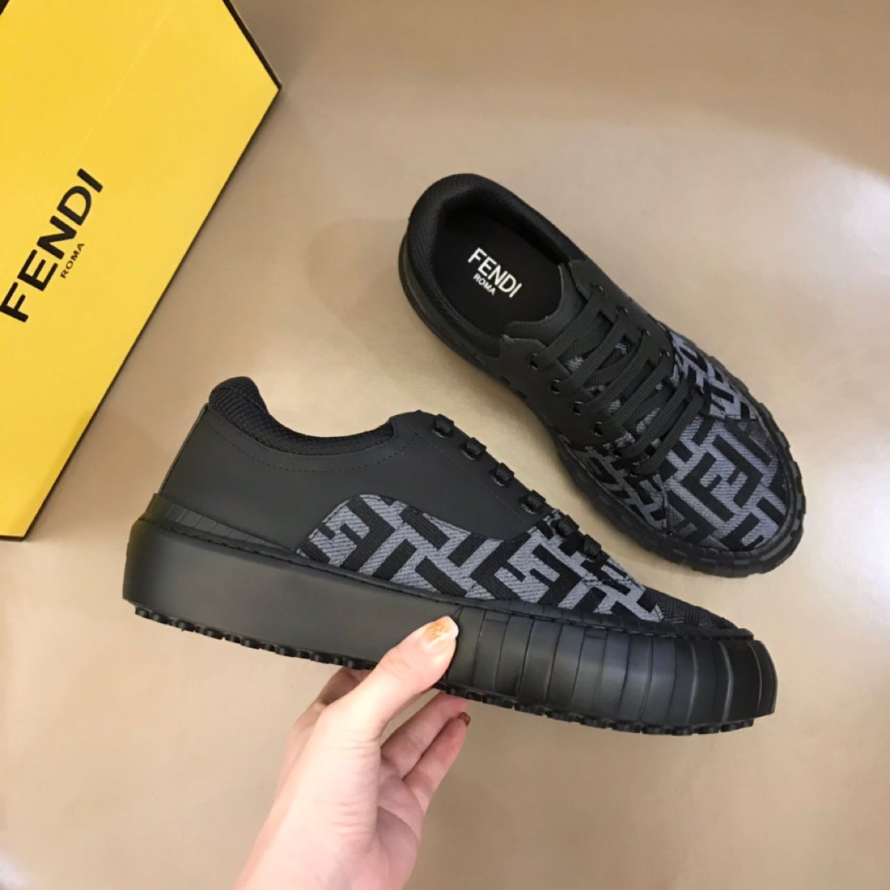 Fendi Force Black fabric low-Tops Sneakers - everydesigner