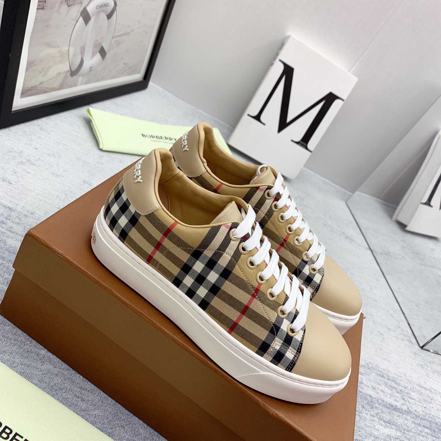 Burberry Vintage Check and Leather Sneakers - everydesigner