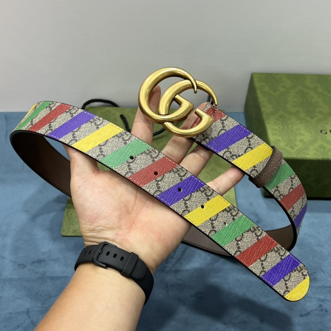 Gucci Striped Belt With Double G - everydesigner