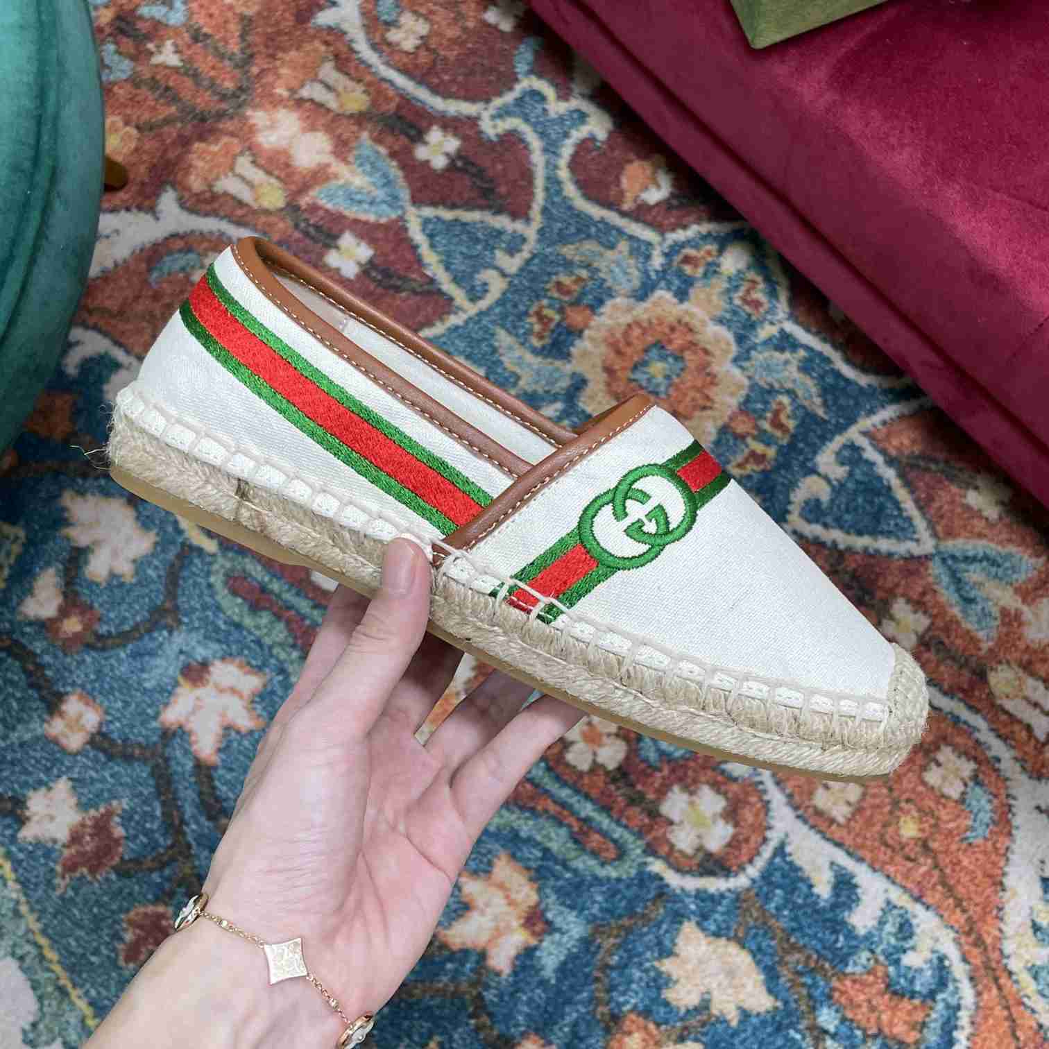 Gucci Embroidered Canvas & Leather Espadrille - everydesigner