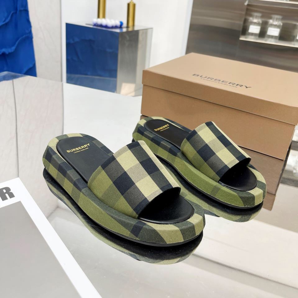 Burberry Check Cotton Slides - everydesigner