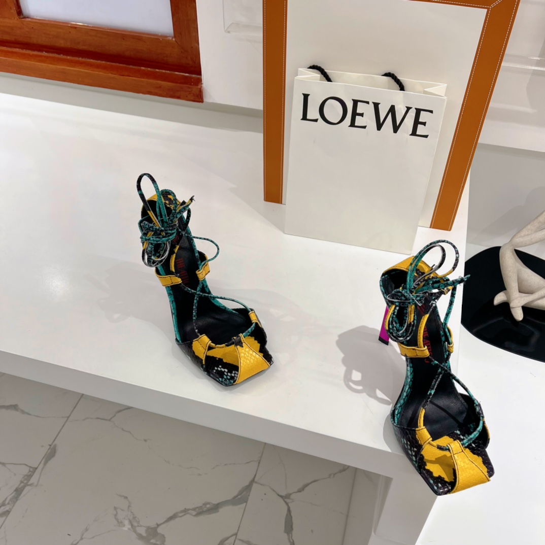 The Attico ''Adele'' Green And Yellow Sandal - everydesigner