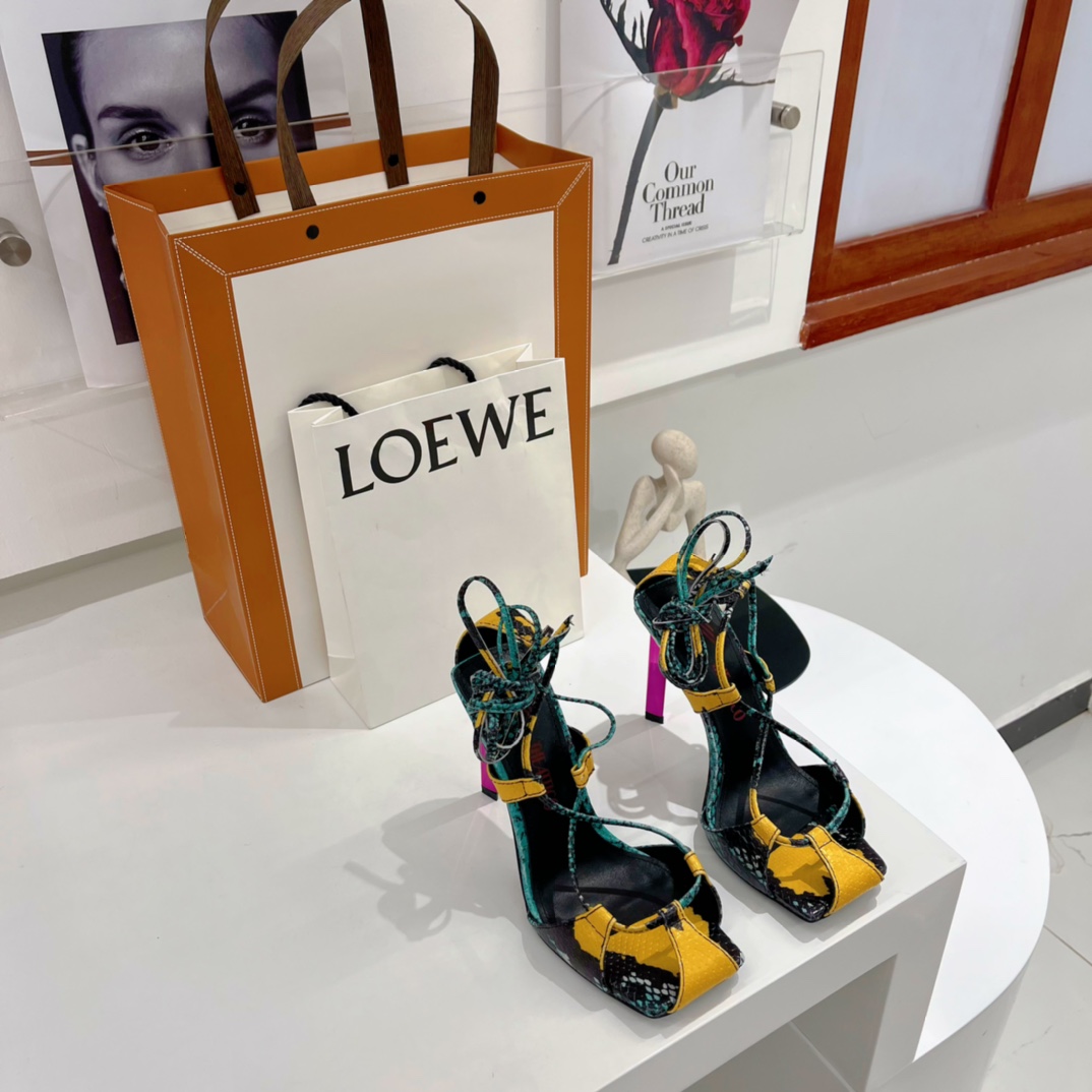 The Attico ''Adele'' Green And Yellow Sandal - everydesigner