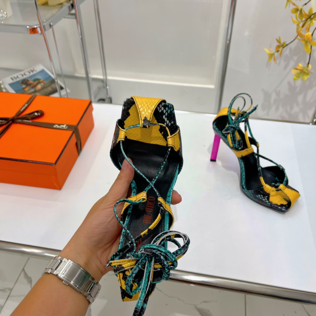 The Attico ''Adele'' Green And Yellow Sandal - everydesigner