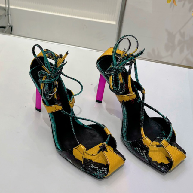 The Attico ''Adele'' Green And Yellow Sandal - everydesigner