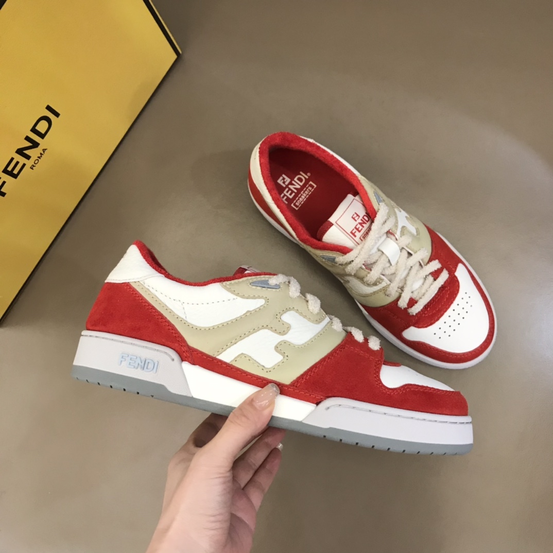 Fendi Red Leather Low-Tops Sneakers - everydesigner