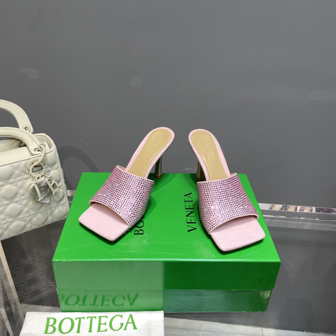 Bottega Veneta Stretch Strass-Embellished Silk Mules - everydesigner