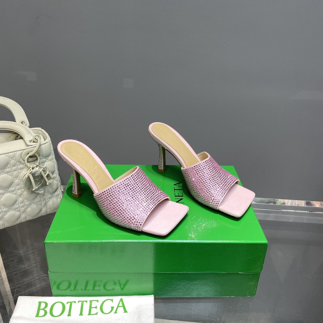 Bottega Veneta Stretch Strass-Embellished Silk Mules - everydesigner