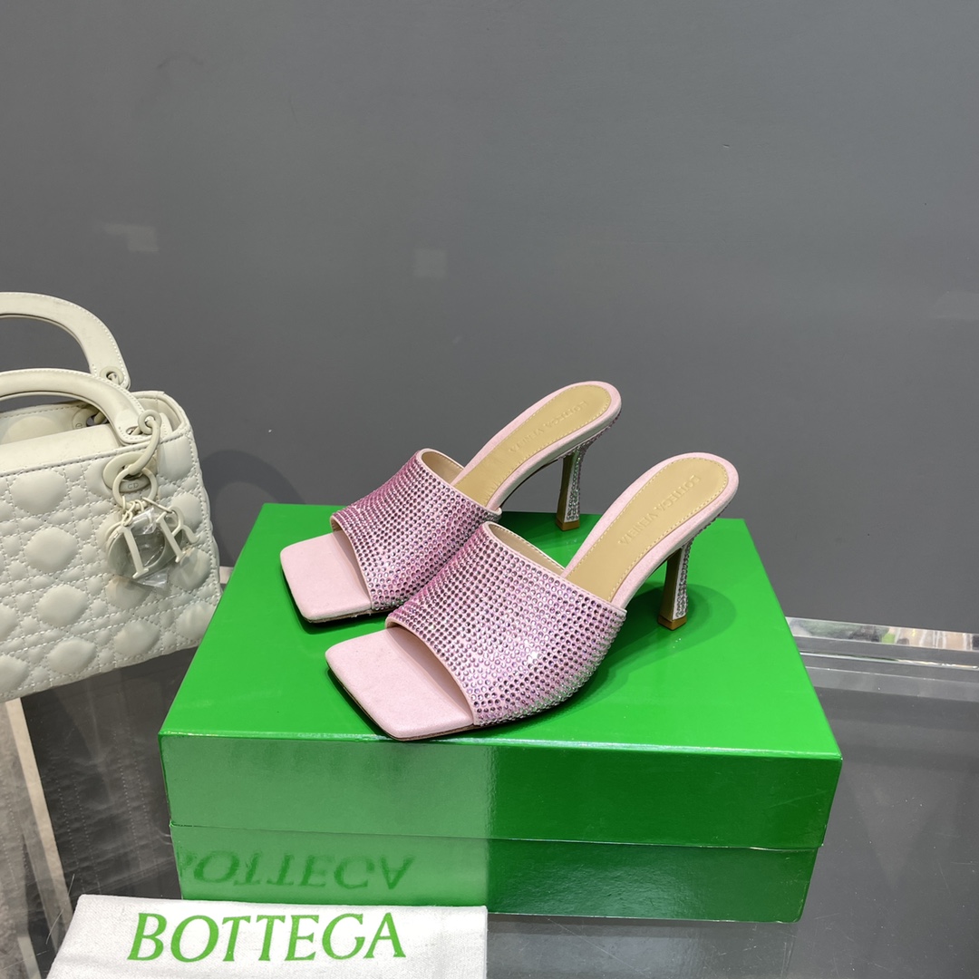 Bottega Veneta Stretch Strass-Embellished Silk Mules - everydesigner