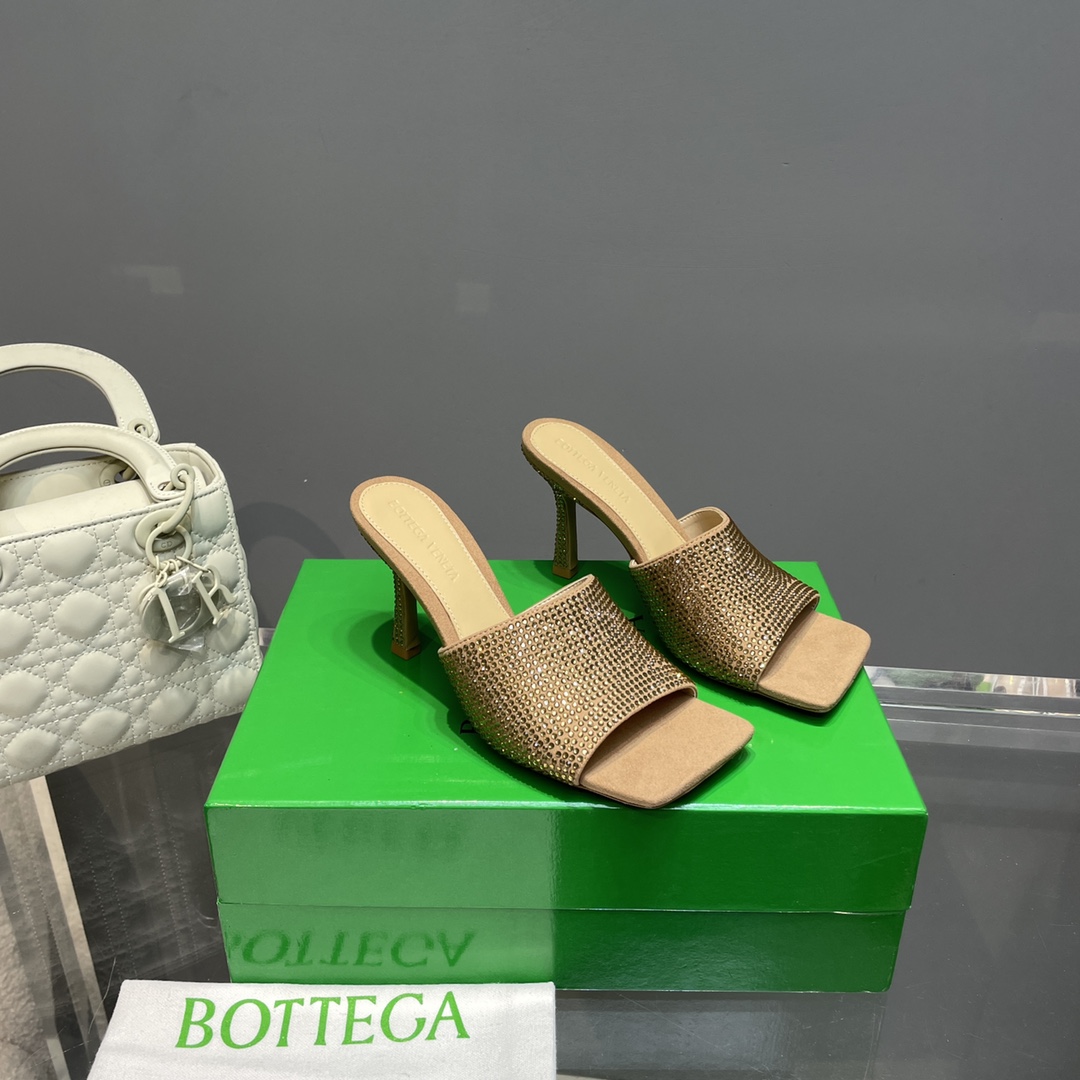 Bottega Veneta Stretch Strass-Embellished Silk Mules - everydesigner