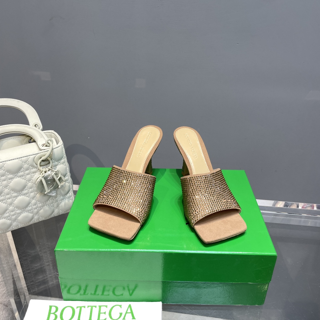 Bottega Veneta Stretch Strass-Embellished Silk Mules - everydesigner