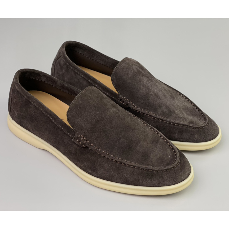 Loro Piana Summer Walk Loafers In Warm Gray  - everydesigner