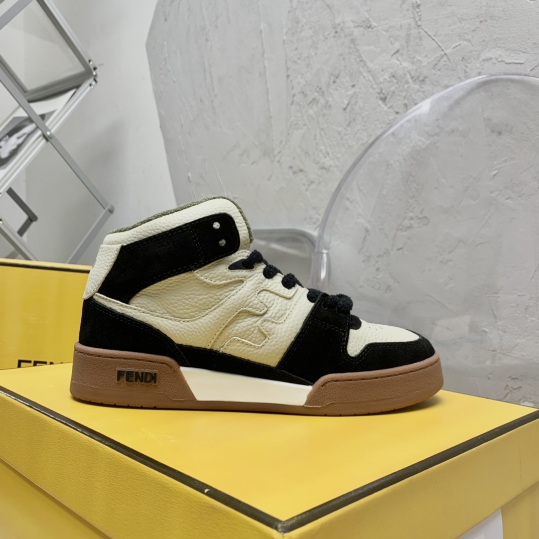 Fendi Match Black Leather High-Tops - everydesigner