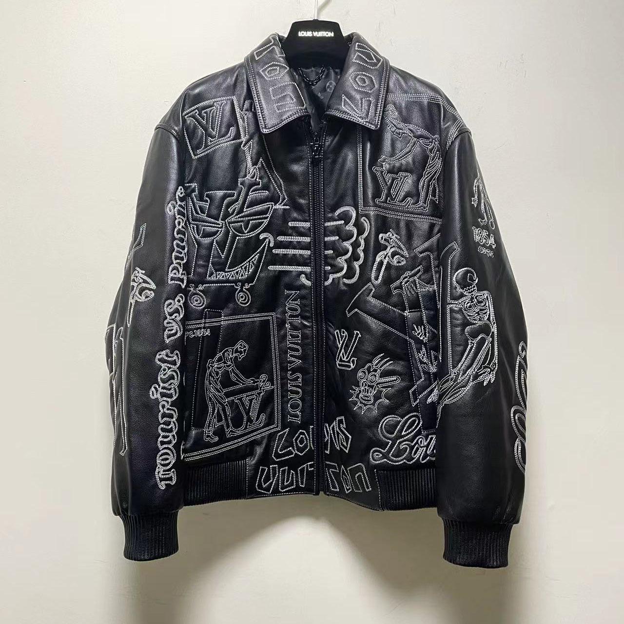 Louis Vuitton Black Leather 'Tourist vs. Purist' Bomber Jacket - everydesigner