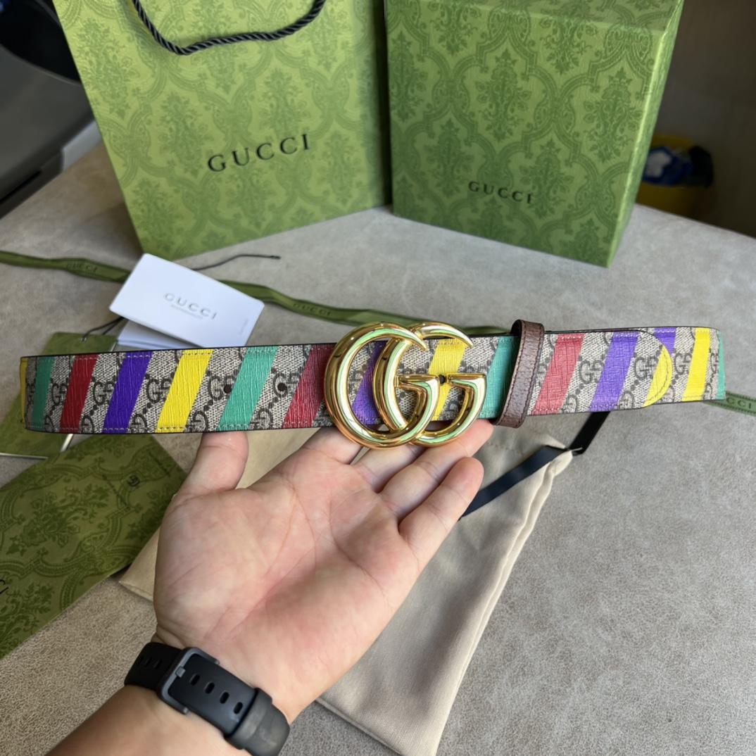 Gucci Striped Belt With Double G - everydesigner