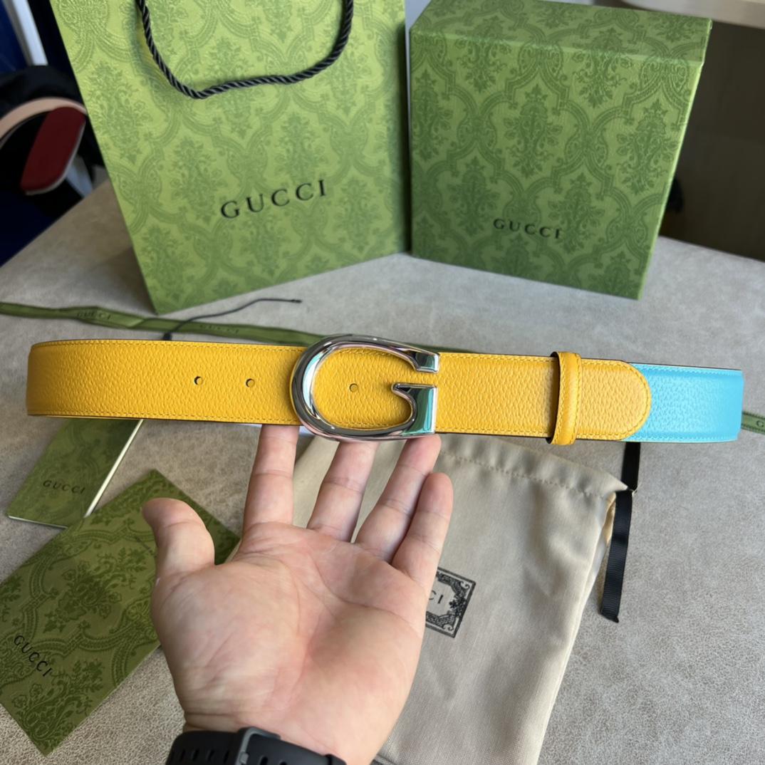 Gucci Two-Tone Belt With G Buckle - everydesigner