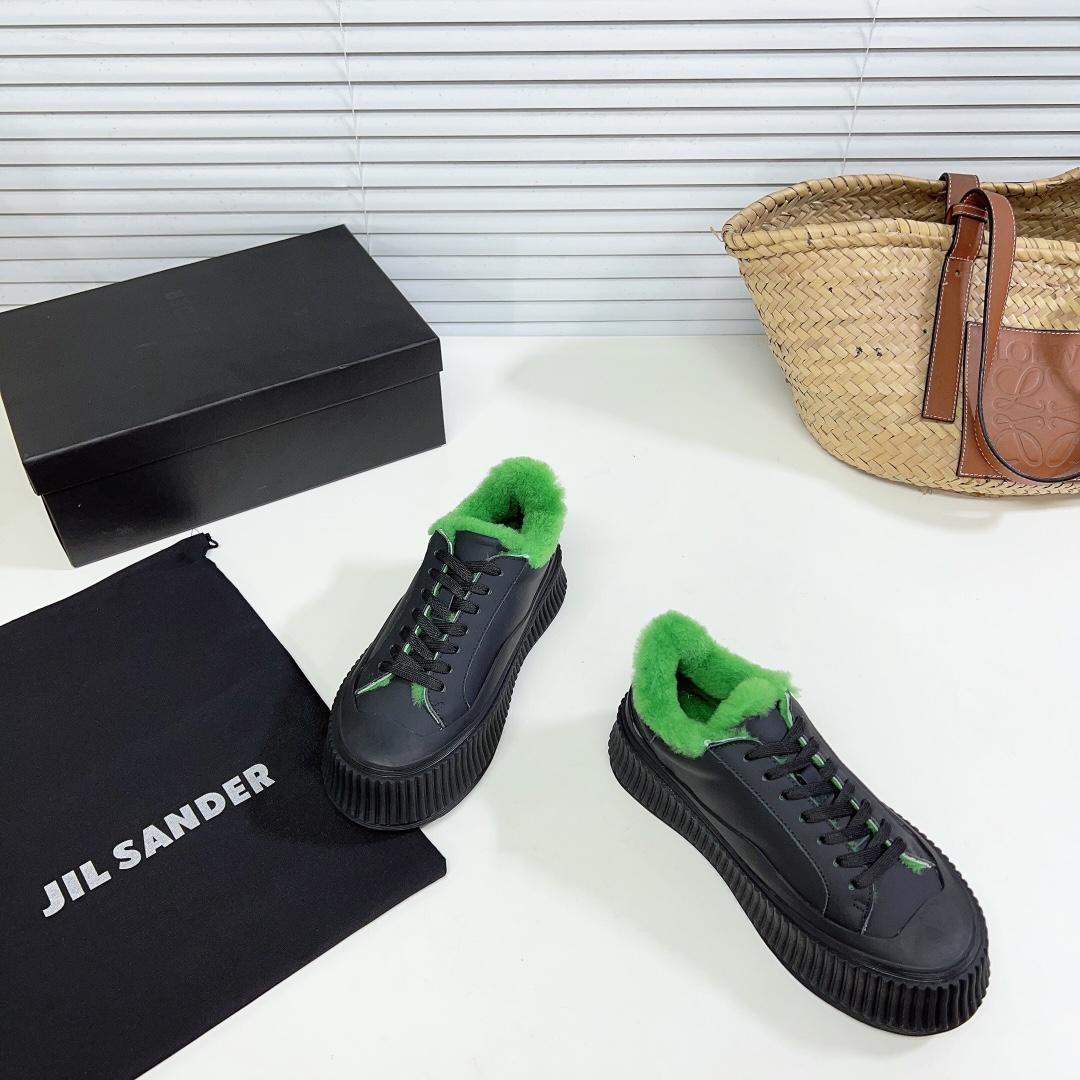 JIl Sander Leather Sneakers With Vulcanized Rubber Sole - everydesigner