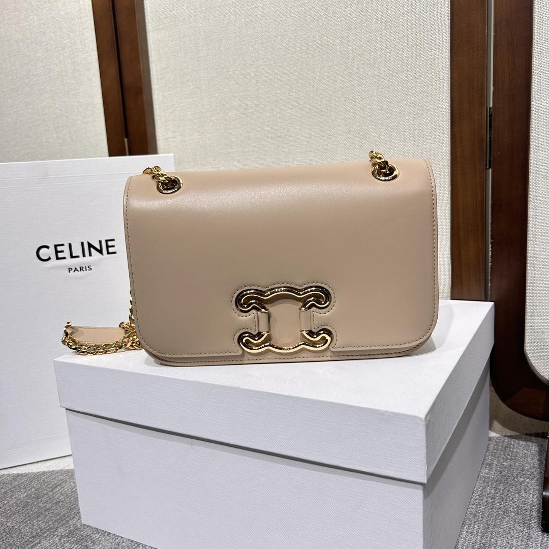 Celine Medium Bag Triomphe Frame In Shiny Calfskin - everydesigner