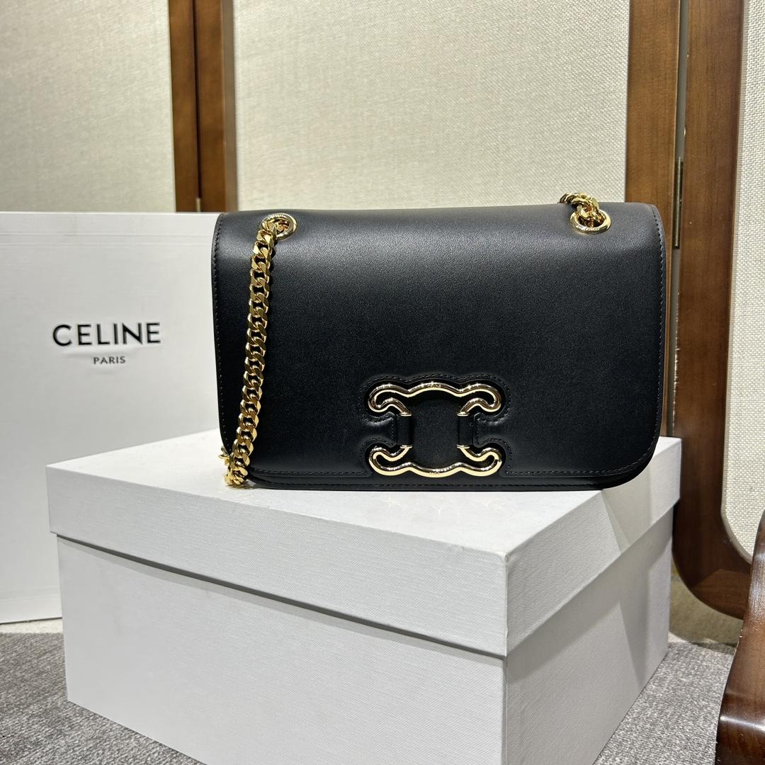 Celine Medium Bag Triomphe Frame In Shiny Calfskin - everydesigner