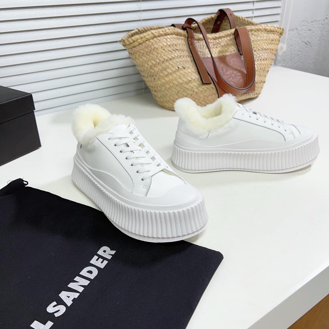 JIl Sander Leather Sneakers With Vulcanized Rubber Sole - everydesigner