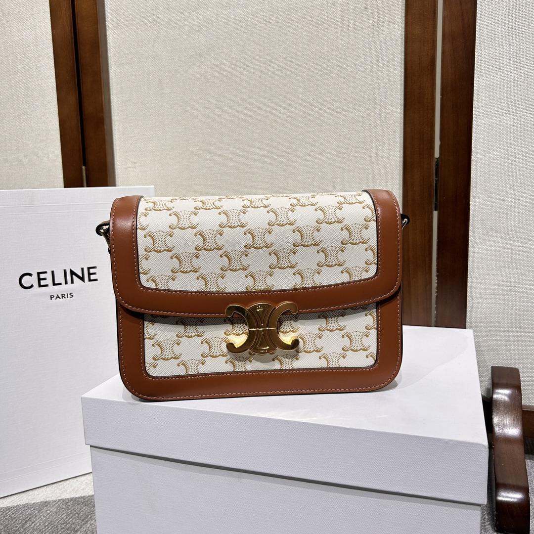 Celine Classique Triomphe Bag In Triomphe Canvas And Calfskin - everydesigner