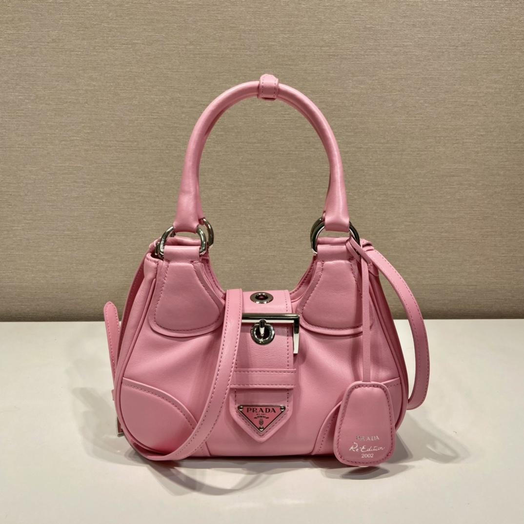 Prada Moon Re-Nylon And Leather Bag(22.5-16-7.5cm) - everydesigner