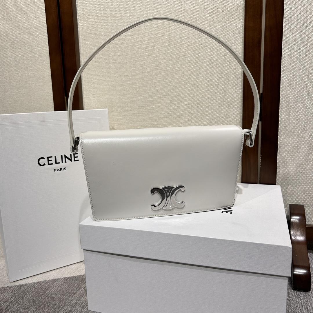 Celine Trapeze Triomphe Bag In Shiny Calfskin - everydesigner