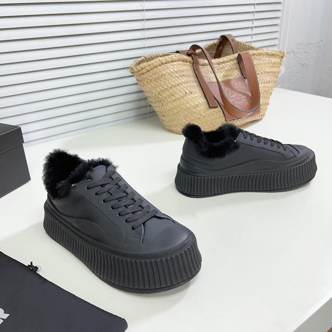 JIl Sander Leather Sneakers With Vulcanized Rubber Sole - everydesigner