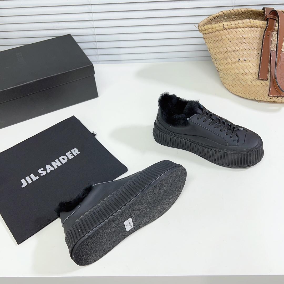 JIl Sander Leather Sneakers With Vulcanized Rubber Sole - everydesigner