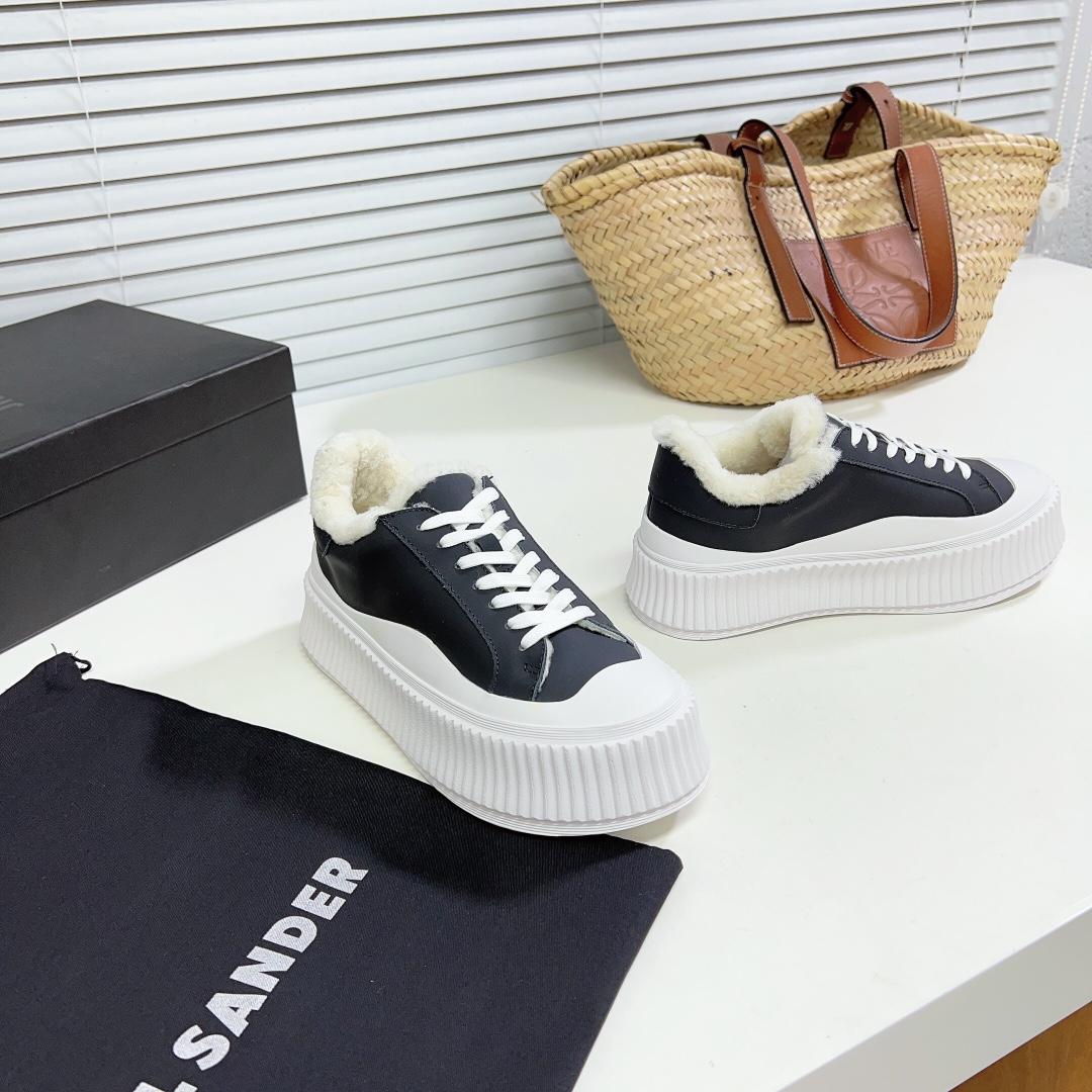 JIl Sander Leather Sneakers With Vulcanized Rubber Sole - everydesigner