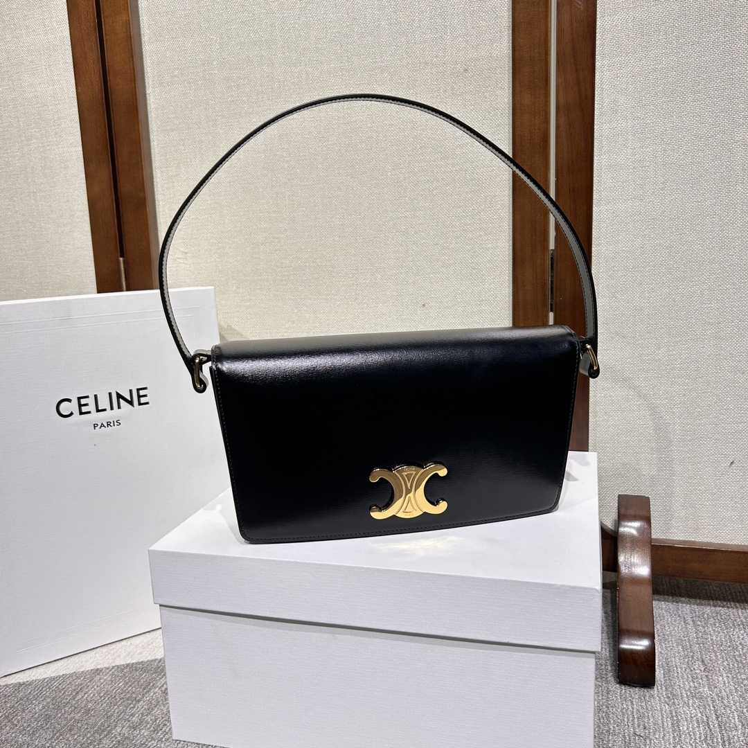 Celine Trapeze Triomphe Bag In Shiny Calfskin - everydesigner