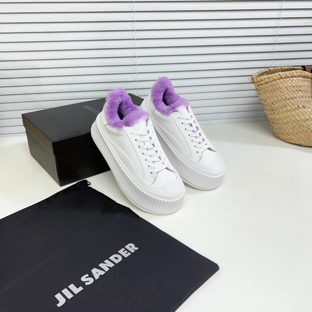 JIl Sander Leather Sneakers With Vulcanized Rubber Sole - everydesigner