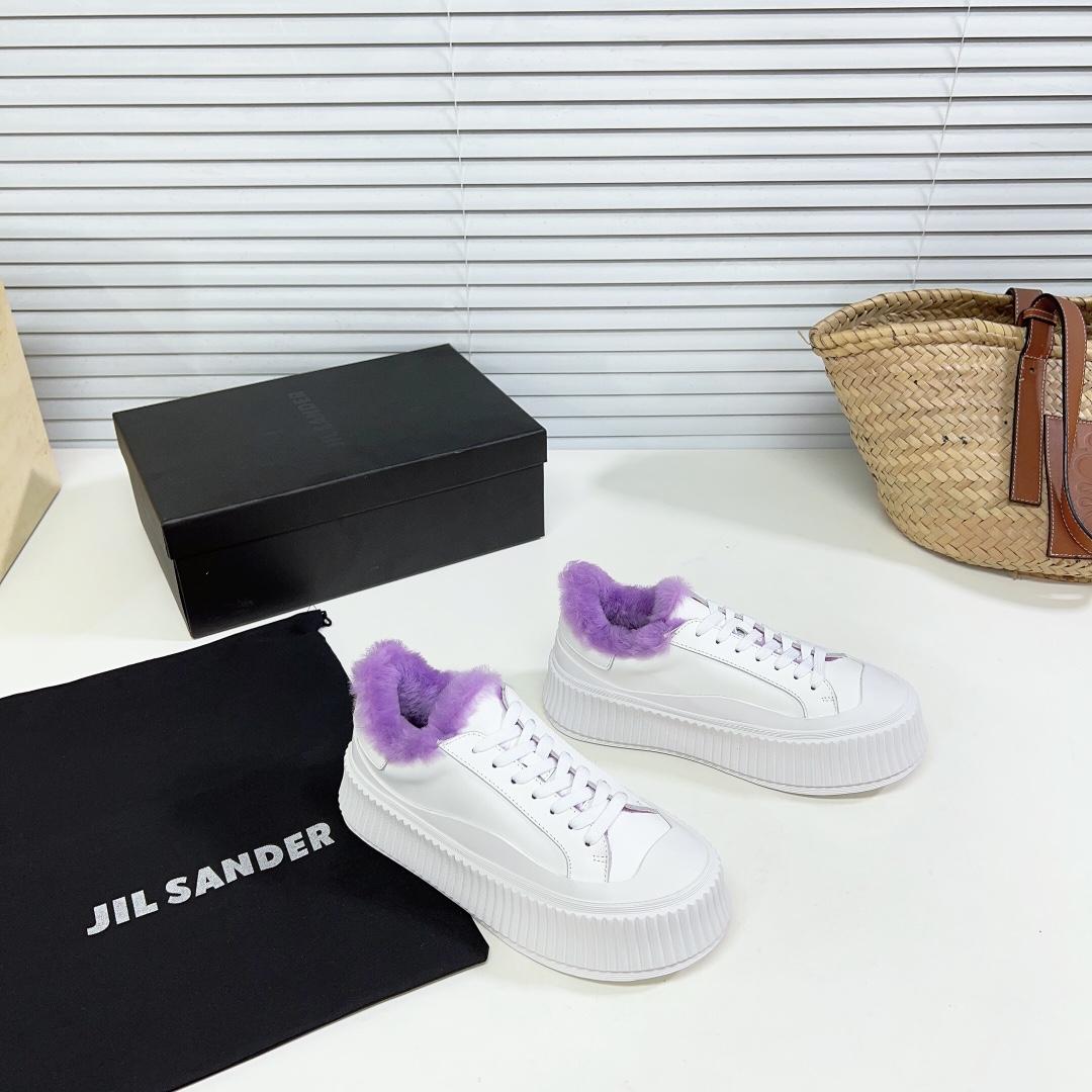 JIl Sander Leather Sneakers With Vulcanized Rubber Sole - everydesigner