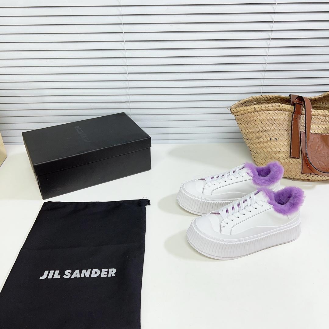 JIl Sander Leather Sneakers With Vulcanized Rubber Sole - everydesigner