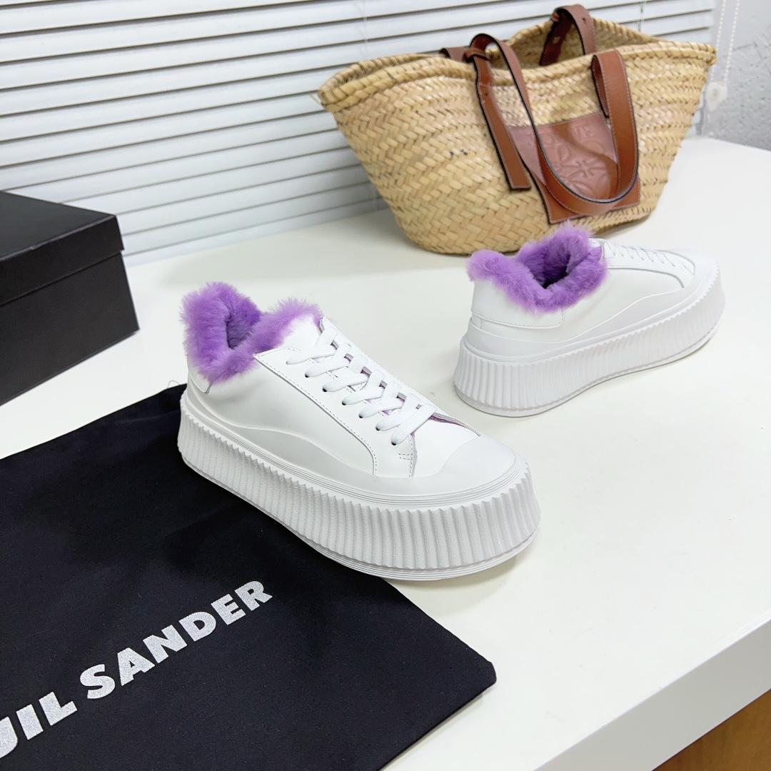 JIl Sander Leather Sneakers With Vulcanized Rubber Sole - everydesigner