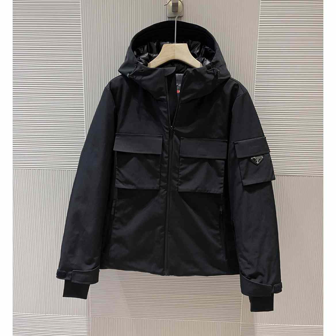 Prada Logo Hooded Puffer Jacket - everydesigner