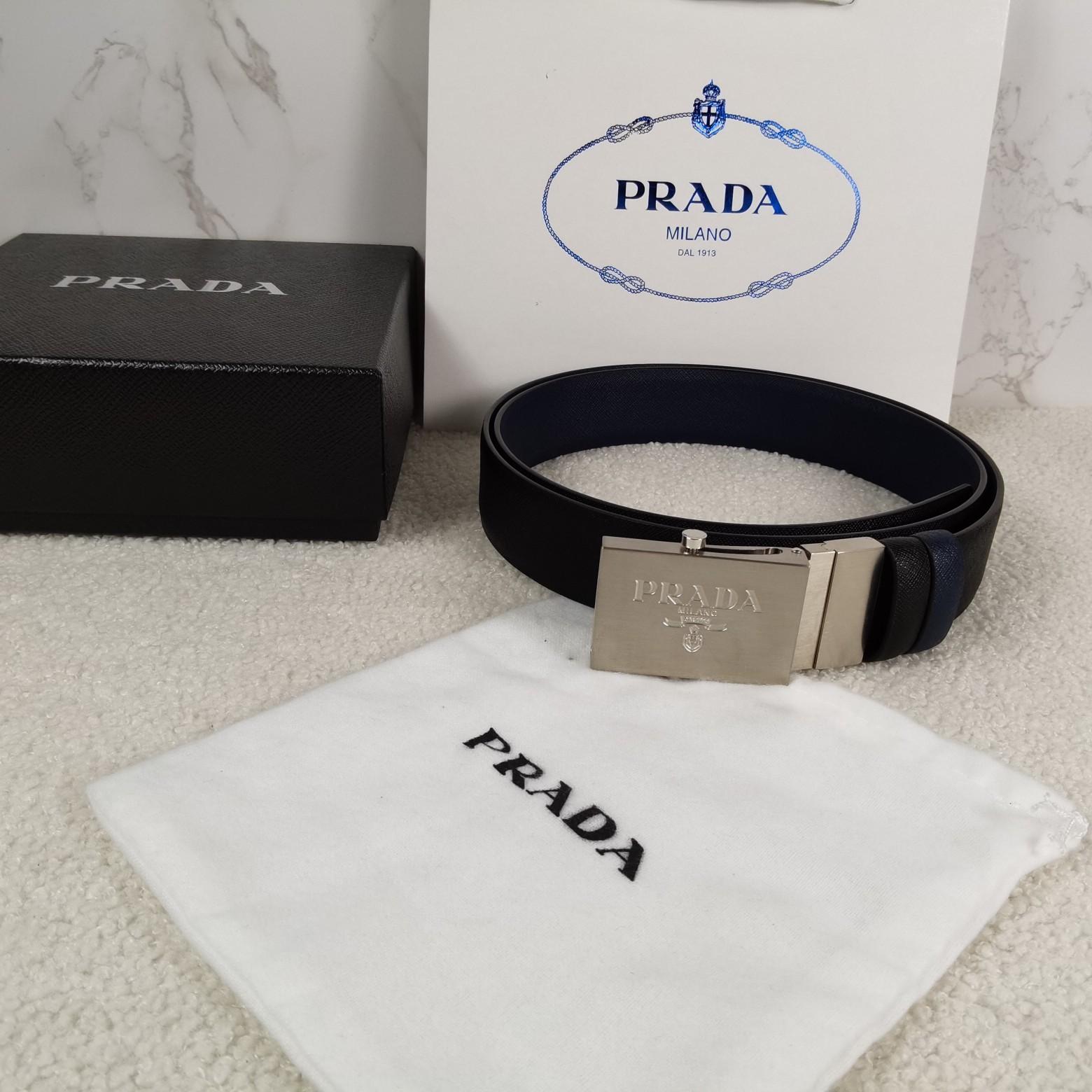 Prada Saffiano Leather Reversible Belt - everydesigner