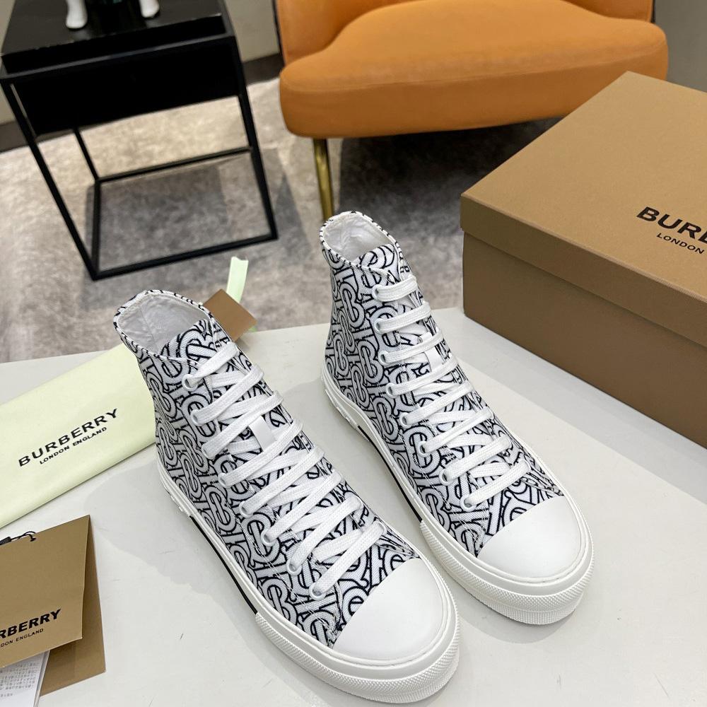 Burberry Vintage Monogram Print Cotton High-top Sneakers - everydesigner