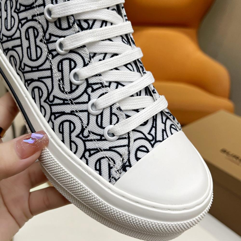 Burberry Vintage Monogram Print Cotton High-top Sneakers - everydesigner