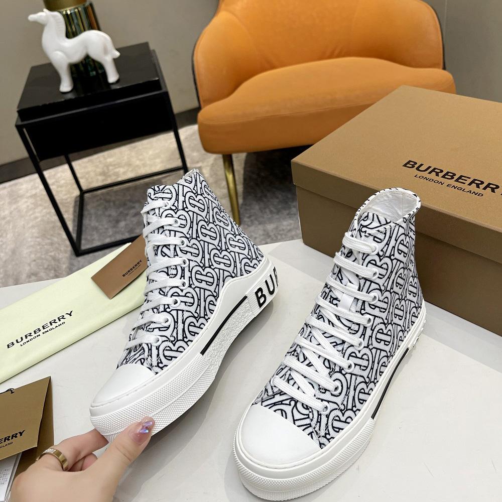 Burberry Vintage Monogram Print Cotton High-top Sneakers - everydesigner