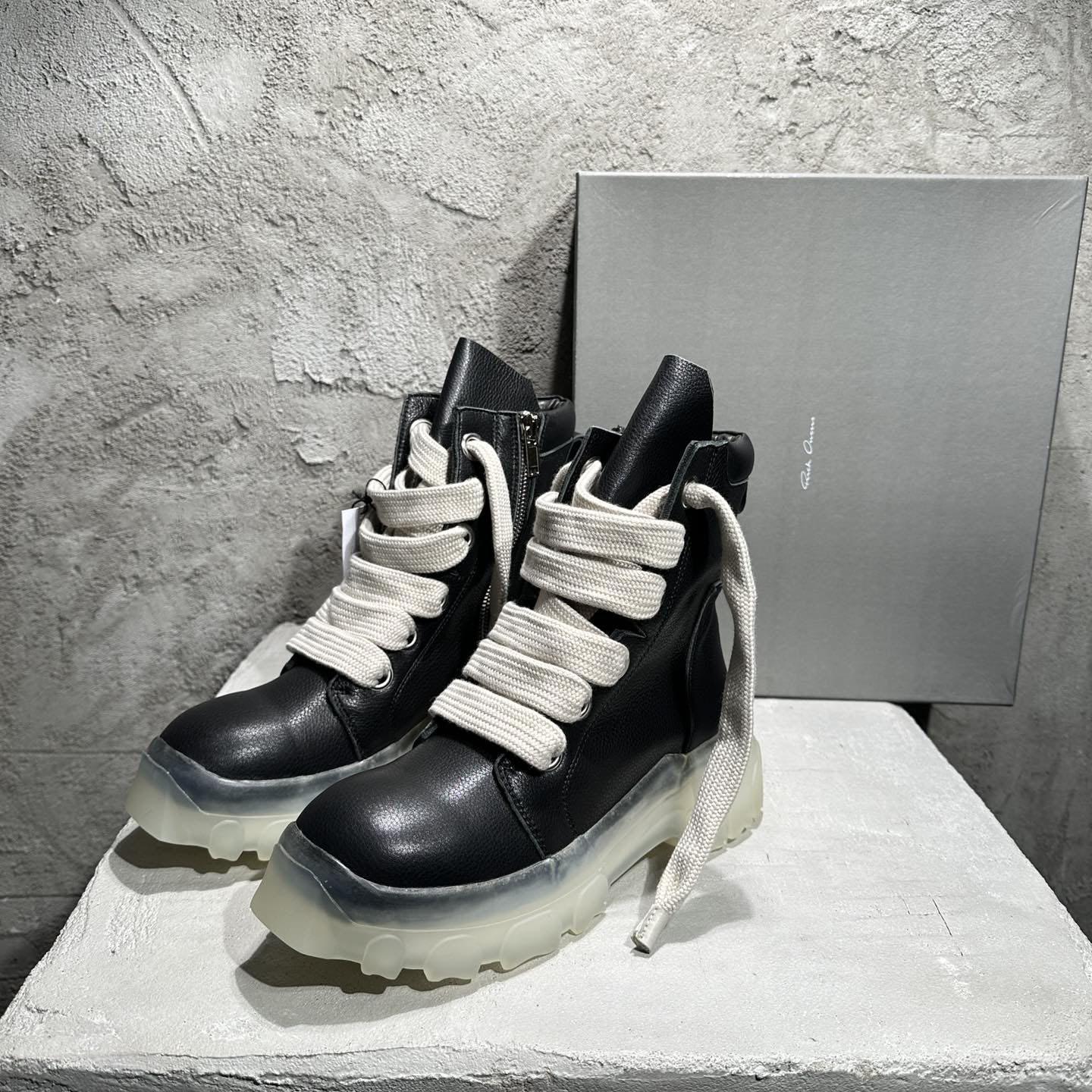 Rick Owens Beatle Lace Up Boots In Black - everydesigner