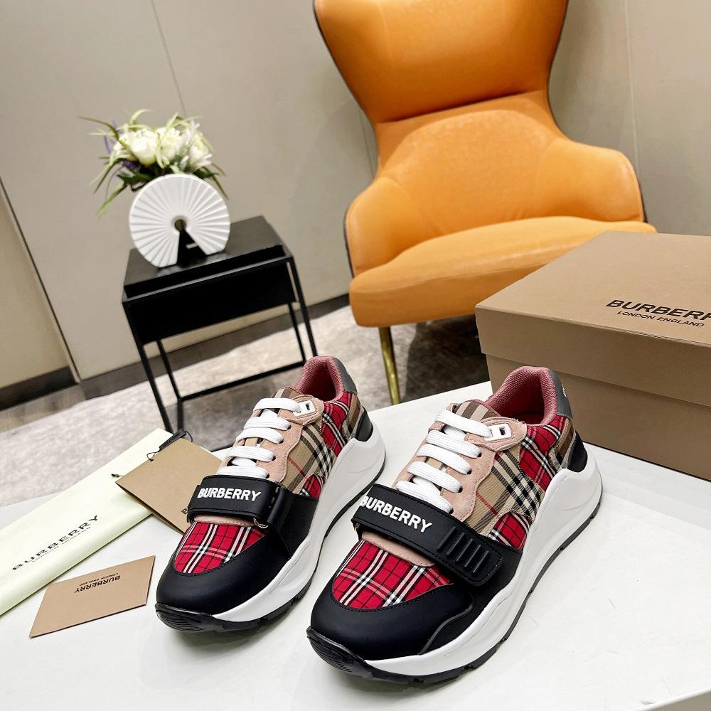 Burberry Vintage Contrast Check And Leather Sneakers - everydesigner