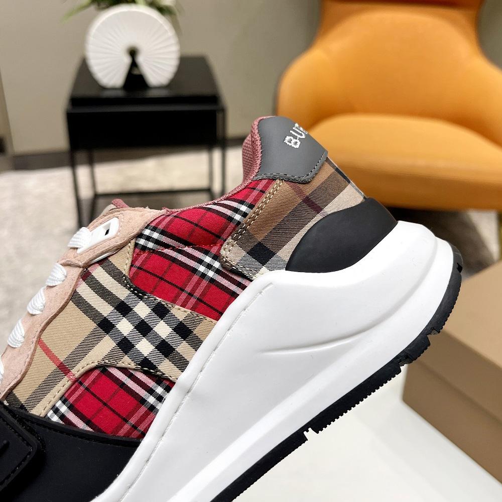 Burberry Vintage Contrast Check And Leather Sneakers - everydesigner