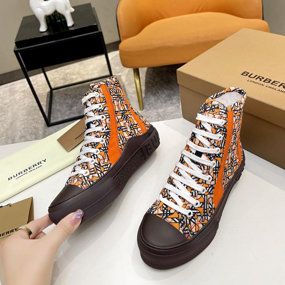 Burberry Vintage Monogram Print Cotton High-top Sneakers - everydesigner