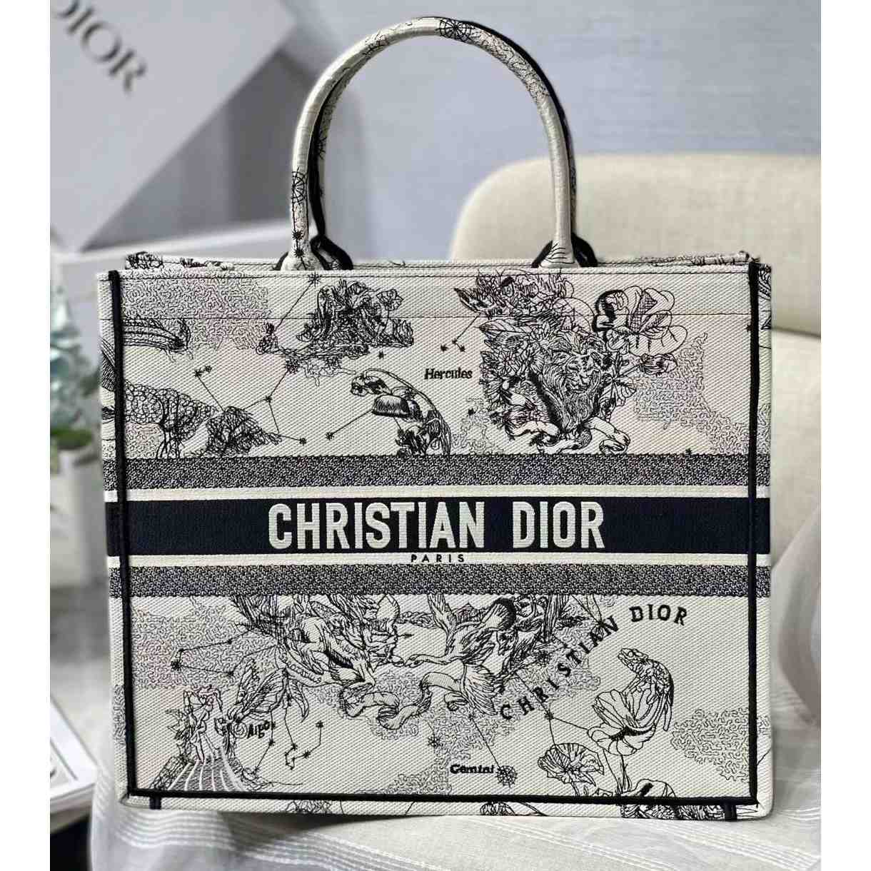 Dior Oblique Embroidered Book Tote(41.5-25-18cm) - everydesigner