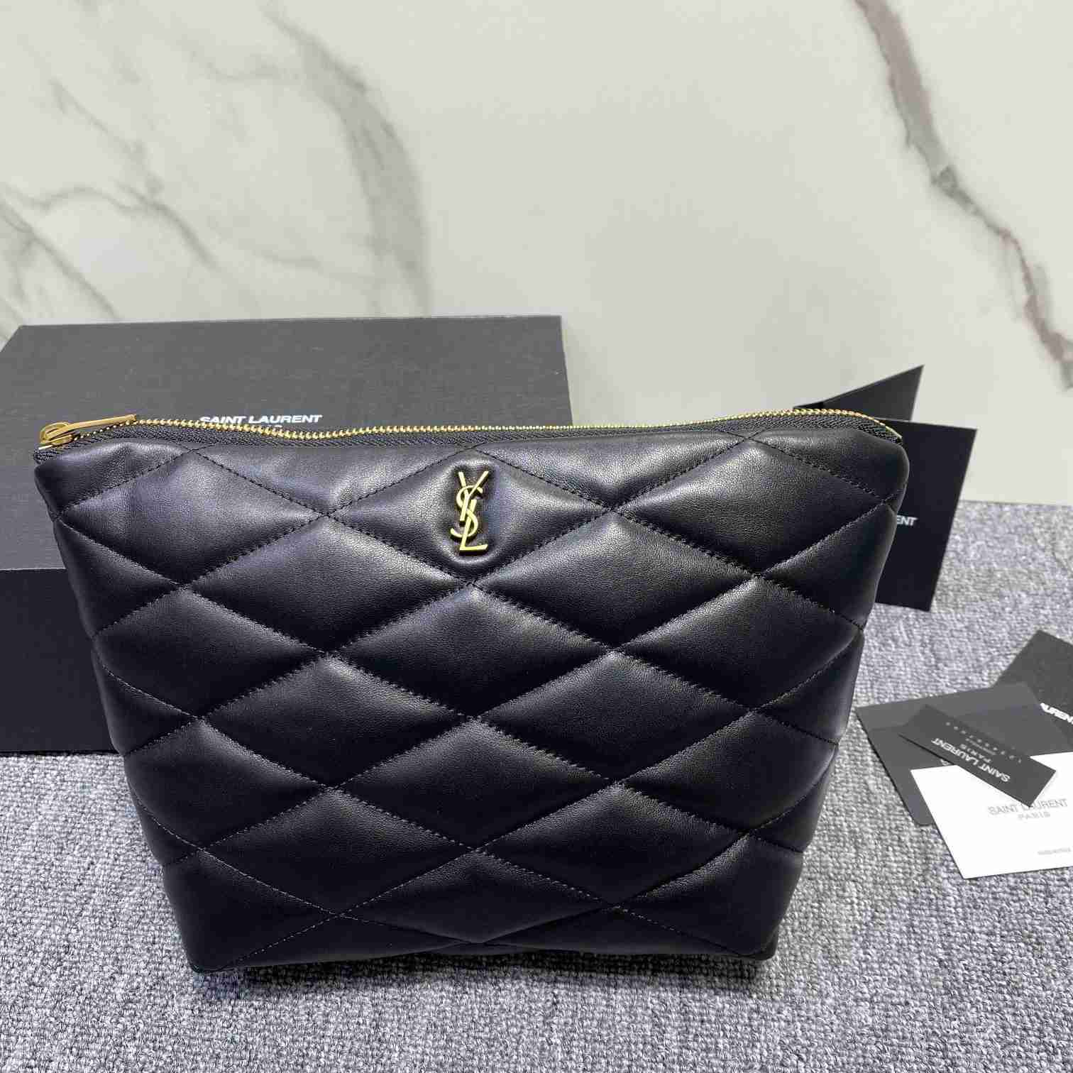 Saint Laurent Sade Pouch In Quilted Lambskin - everydesigner