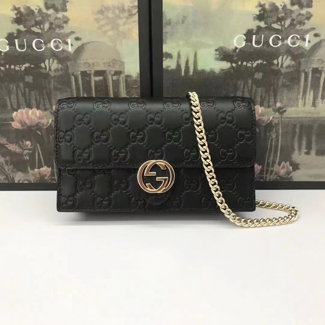 Gucci Guccissima Icon Chain Wallet Black(20-13-6cm) - everydesigner