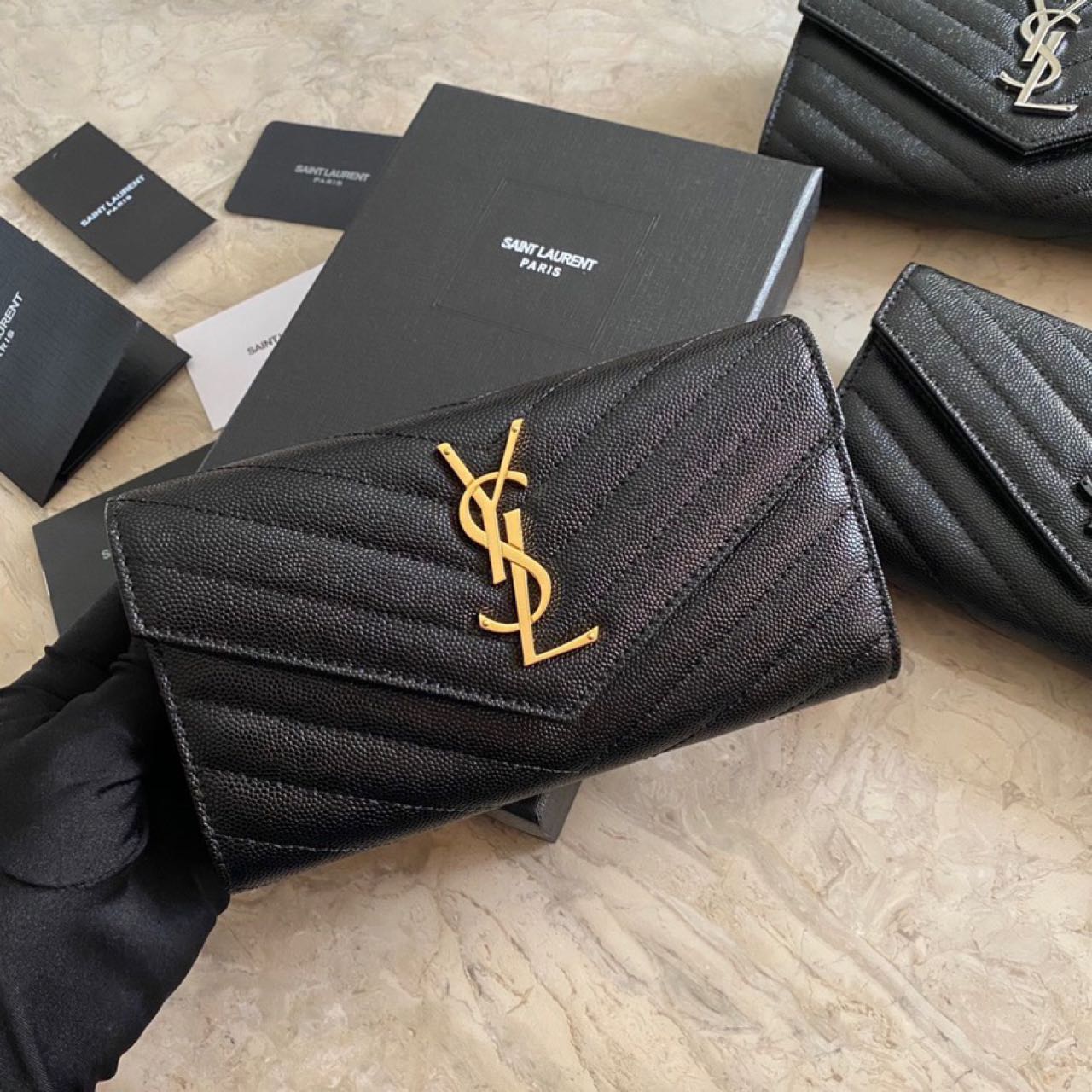 Saint Laurent Monogram Leather Wallet(19-11-3CM) - everydesigner