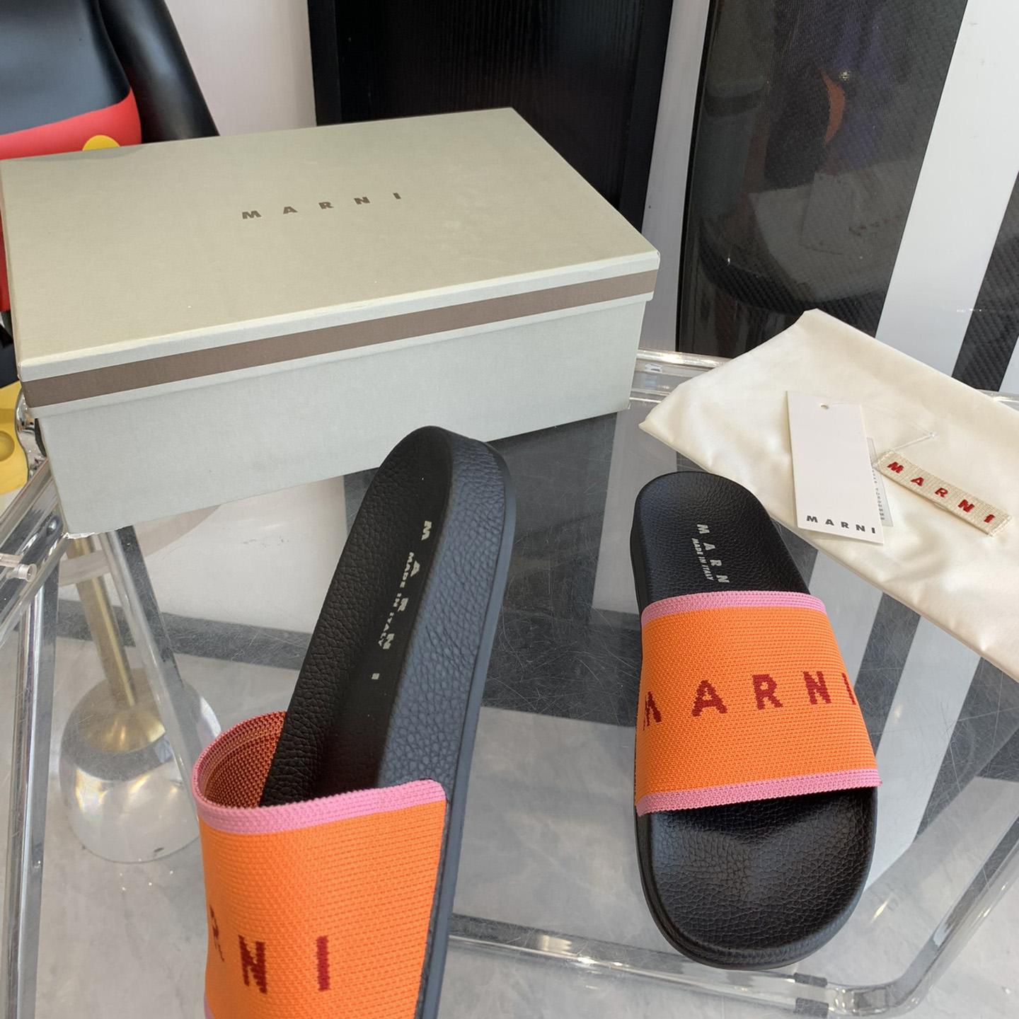 Marni Orange Logo Jacquard Rubber Slide - everydesigner