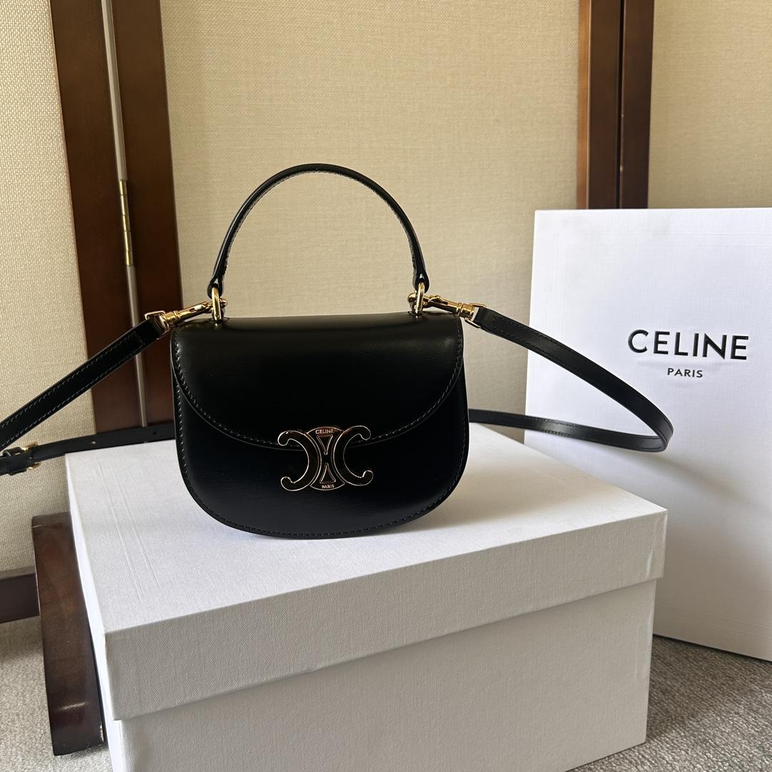 Celine Mini Besace Triomphe In Shiny Calfskin - everydesigner